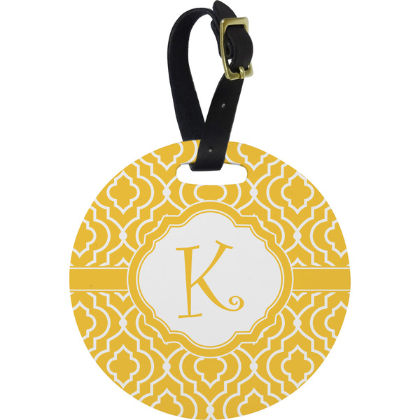 Custom Trellis Plastic Luggage Tag - Round (Personalized)