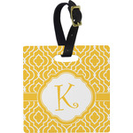 Trellis Plastic Luggage Tag - Square w/ Initial