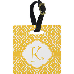 Trellis Plastic Luggage Tag - Square w/ Initial