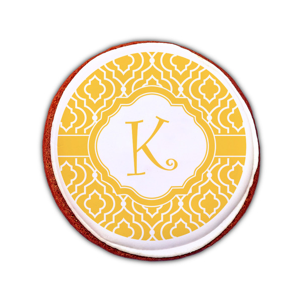 Trellis Printed Icing Circle - Small - On Cookie