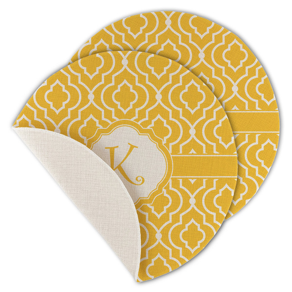 Custom Trellis Round Linen Placemat - Single Sided - Set of 4 (Personalized)