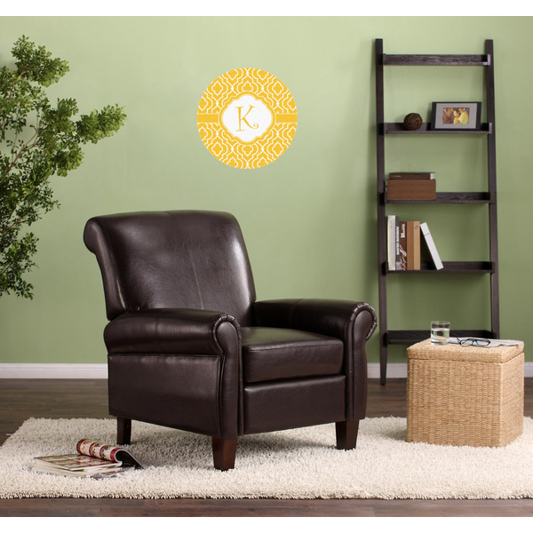 Trellis Round Wall Decal on Living Room Wall