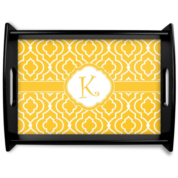 Custom Trellis Black Wooden Tray - Large (Personalized)