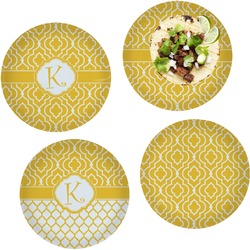 Trellis Set of 4 Glass Lunch / Dinner Plate 10" (Personalized)
