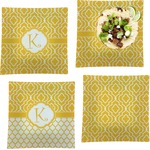 Trellis Set of 4 Glass Square Lunch / Dinner Plate 9.5" (Personalized)
