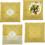 Trellis Set of 4 Glass Square Lunch / Dinner Plate 9.5" (Personalized)