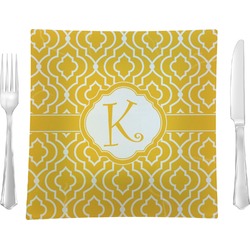 Trellis 9.5" Glass Square Lunch / Dinner Plate- Single or Set of 4 (Personalized)