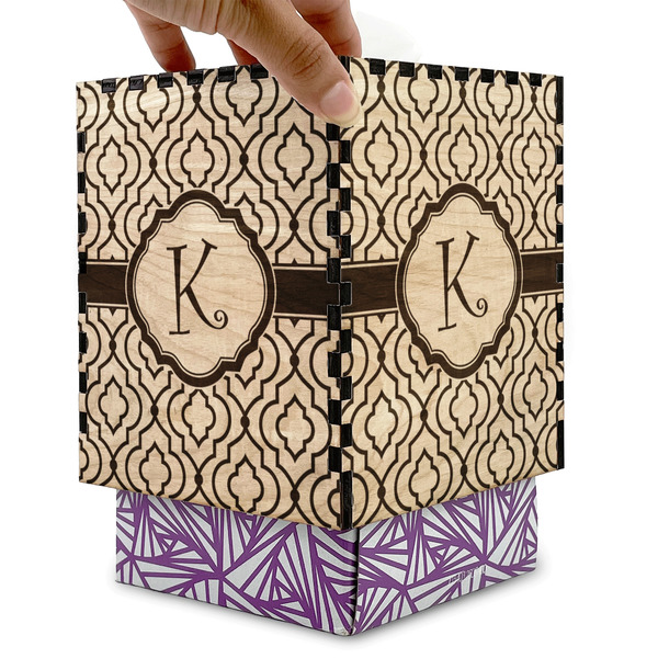 Trellis Square Tissue Box Covers - Wood - with box