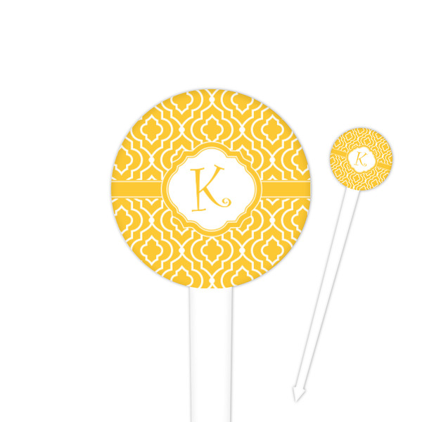 Custom Trellis 4" Round Plastic Food Picks - White - Single Sided (Personalized)