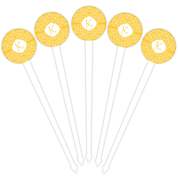 Trellis White Plastic 4" Food Pick - Round - Fan View