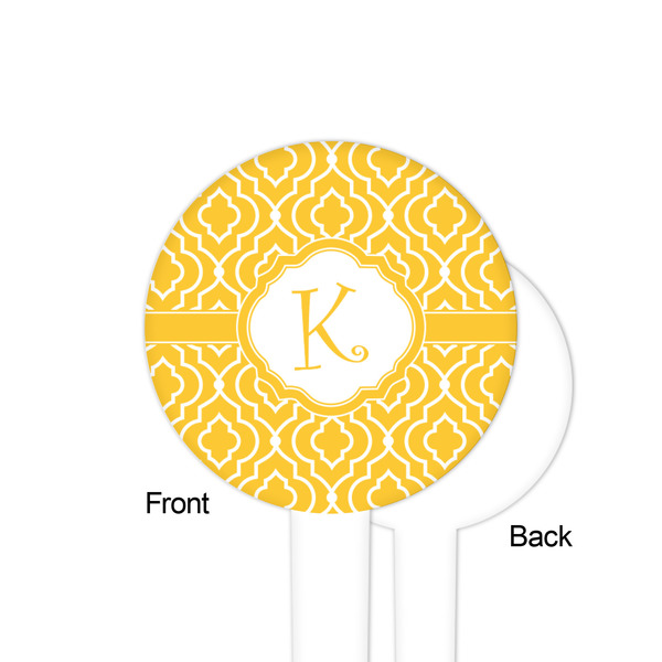 Trellis White Plastic 4" Food Pick - Round - Single Sided - Front & Back