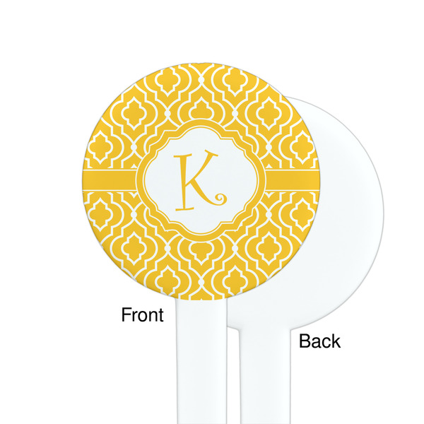 Trellis White Plastic 7" Stir Stick - Single Sided - Round - Front & Back