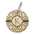 Trellis Wood Luggage Tag - Round (Personalized)