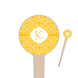 Trellis 4" Round Wooden Food Picks - Single Sided (Personalized)