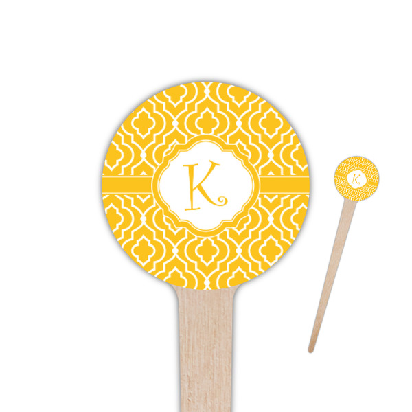 Custom Trellis 4" Round Wooden Food Picks - Single Sided (Personalized)
