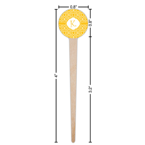 Trellis Wooden 4" Food Pick - Round - Dimensions
