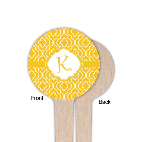 Trellis Wooden 4" Food Pick - Round - Single Sided - Front & Back