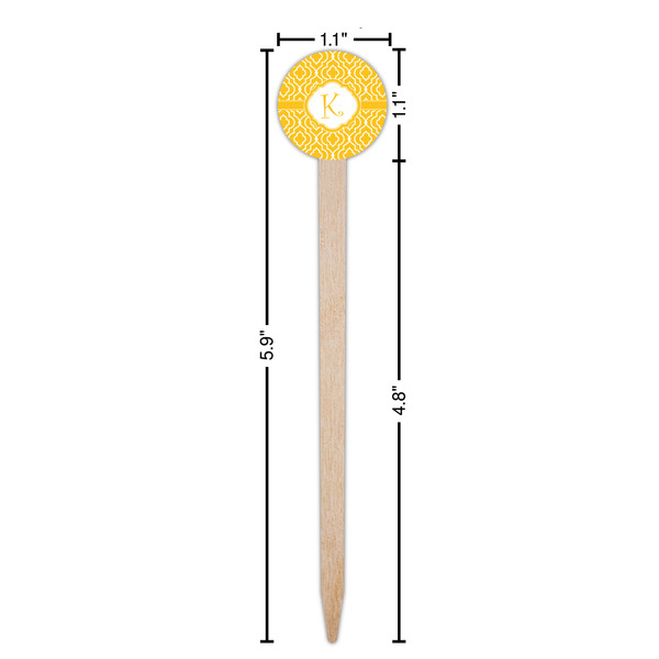Trellis Wooden 6" Food Pick - Round - Dimensions