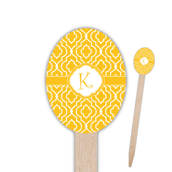 Custom Trellis Oval Wooden Food Picks - Double Sided (Personalized)