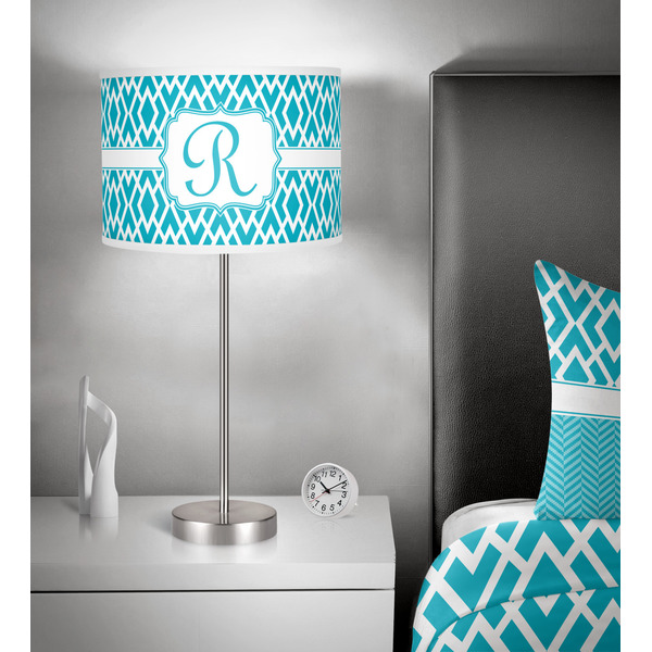 Geometric Diamond 13 inch drum lamp shade - in room