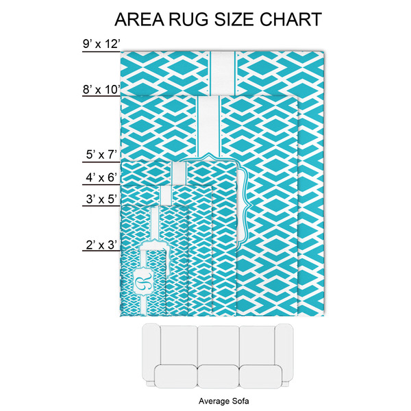 Geometric Diamond 2'x3' Indoor Area Rugs - Size Chart