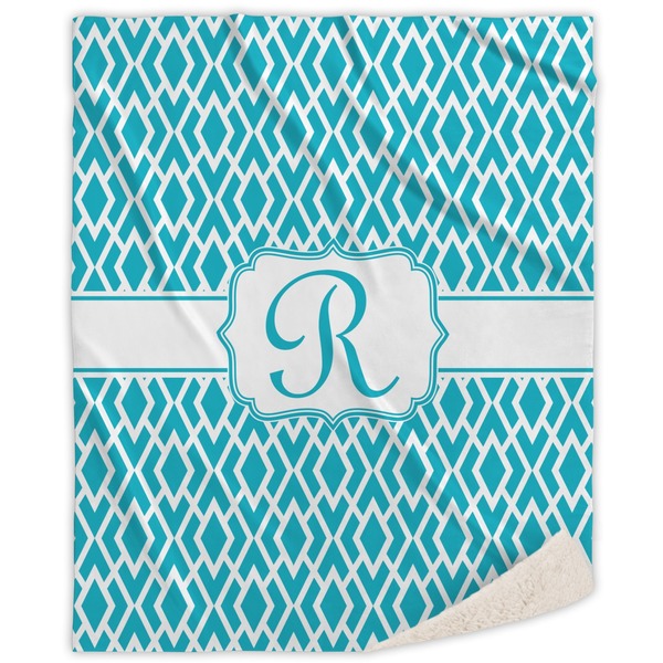 Custom Geometric Diamond Sherpa Throw Blanket (Personalized)