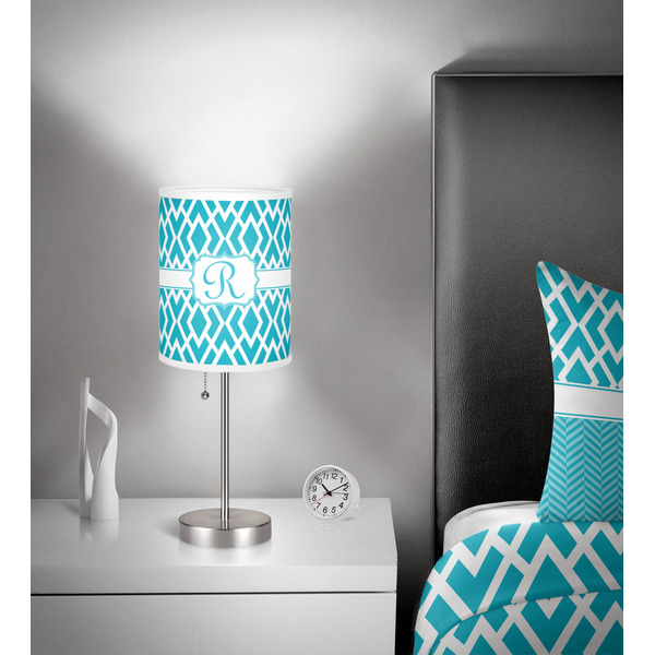 Geometric Diamond 7 inch drum lamp shade - in room