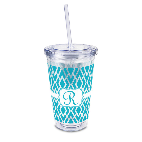 Custom Geometric Diamond 16oz Double Wall Acrylic Tumbler with Lid & Straw - Full Print (Personalized)