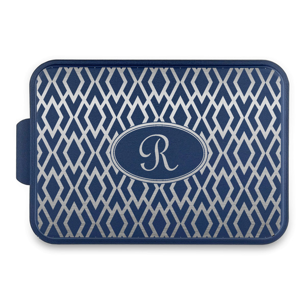 Custom Geometric Diamond Aluminum Baking Pan with Navy Lid (Personalized)