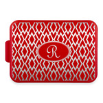 Geometric Diamond Aluminum Baking Pan with Red Lid (Personalized)