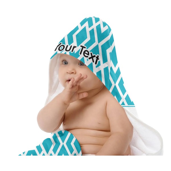 Geometric Diamond Baby Hooded Towel on Child