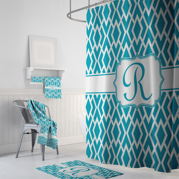 Geometric Diamond Bath Towel Sets - 3-piece - In Context
