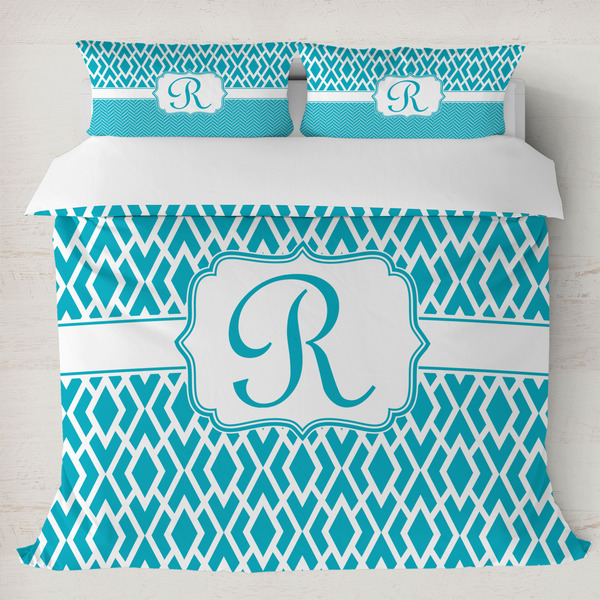 Custom Geometric Diamond Duvet Cover Set - King (Personalized)