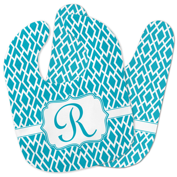 Custom Geometric Diamond Baby Bib w/ Initial
