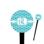 Geometric Diamond 4" Round Plastic Food Picks - Black - Double Sided (Personalized)