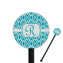 Geometric Diamond 5.5" Round Plastic Stir Sticks - Black - Single Sided (Personalized)