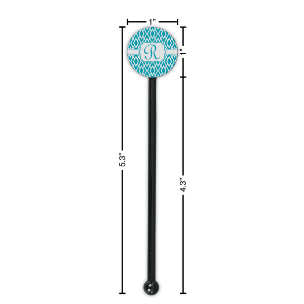 Geometric Diamond Black Plastic 5.5" Stir Stick - Round - Dimensions