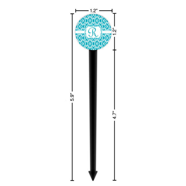 Geometric Diamond Black Plastic 6" Food Pick - Round - Dimensions