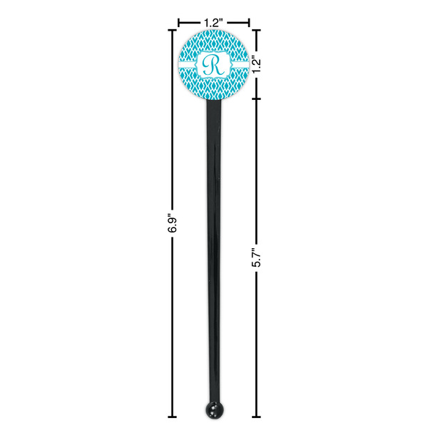 Geometric Diamond Black Plastic 7" Stir Stick - Round - Dimensions