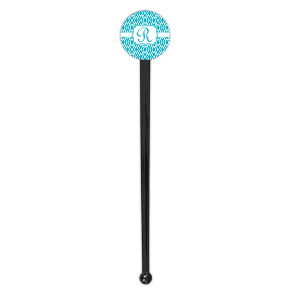 Geometric Diamond Black Plastic 7" Stir Stick - Round - Single Stick