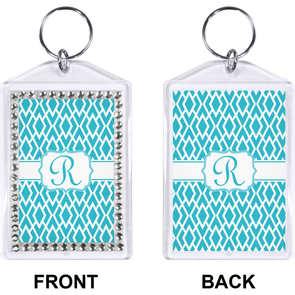 Geometric Diamond Bling Keychain (Front + Back)
