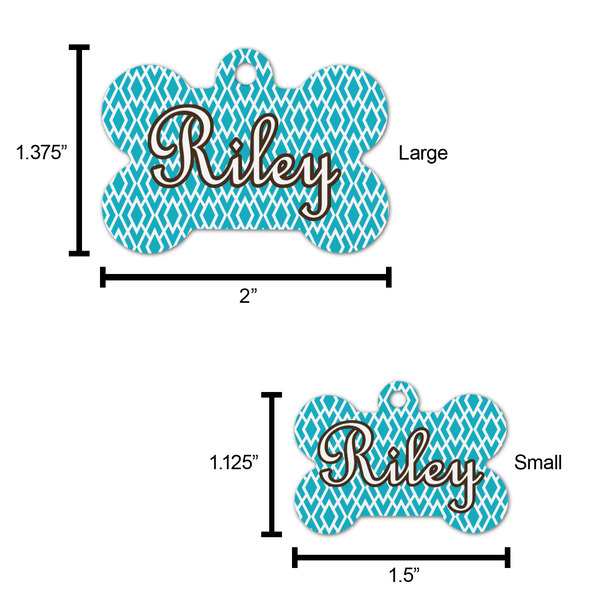Geometric Diamond Bone Shaped Dog ID Tag - Large - Scale