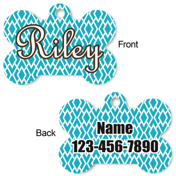 Geometric Diamond Bone Shaped Dog Tag - Front & Back