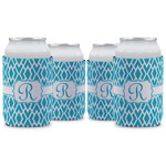 Geometric Diamond Can Cooler (12 oz) - Set of 4 w/ Initial