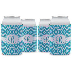 Geometric Diamond Can Cooler (12 oz) - Set of 4 w/ Initial