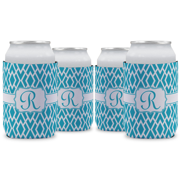 Custom Geometric Diamond Can Cooler (12 oz) - Set of 4 w/ Initial