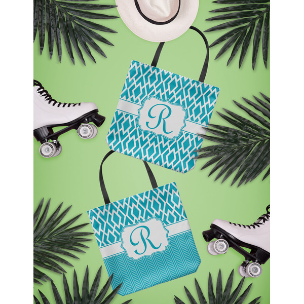 Geometric Diamond Canvas Tote Lifestyle Front and Back