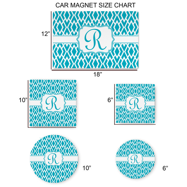 Geometric Diamond Car Magnets - SIZE CHART