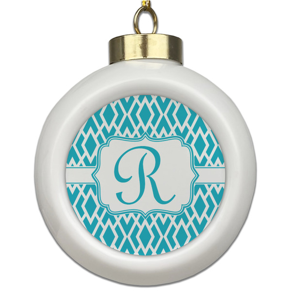 Custom Geometric Diamond Ceramic Ball Ornament (Personalized)