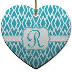 Geometric Diamond Heart Ceramic Ornament w/ Initial